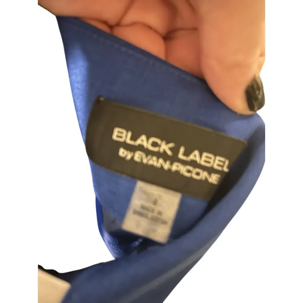 Evan Picone Black Label Pleat Pencil Skirt Midnight Blue Size 4 Office Chic EUC